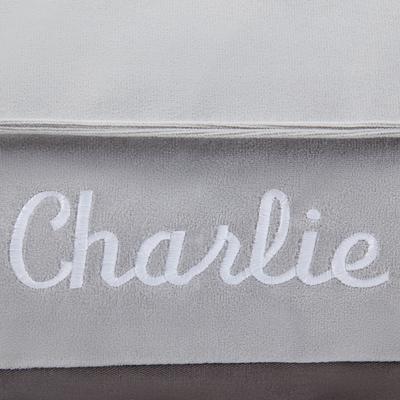 Show full view: Frisco Personalized Silver Bolstered Bed with Silver Check Bolster, Large slide 4 of 6