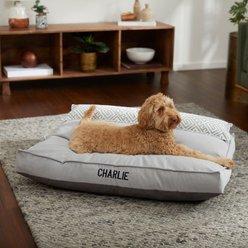 Frisco Personalized Silver Bolstered Bed with Silver Check Bolster, X-Large