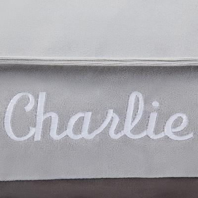 Show full view: Frisco Personalized Silver Bolstered Bed with Silver Check Bolster, X-Large slide 3 of 4