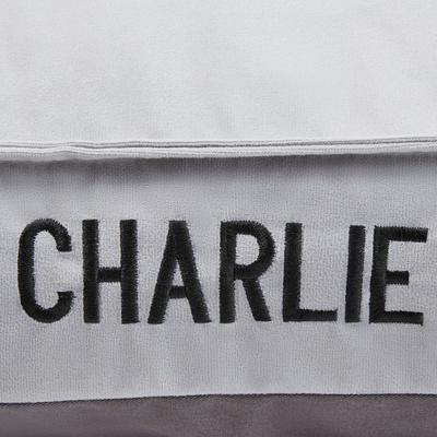 Show full view: Frisco Personalized Silver Bolstered Bed with Silver Check Bolster, X-Large slide 4 of 4