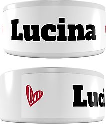 Frisco Personalized Two Hearts Ceramic Dog Bowl, 5 cup