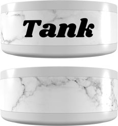 Frisco Personalized White Marble Small Dog & Cat Bowl, 1 cup