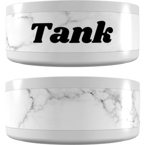 Frisco Personalized White Marble Small Dog & Cat Bowl, 1 cup