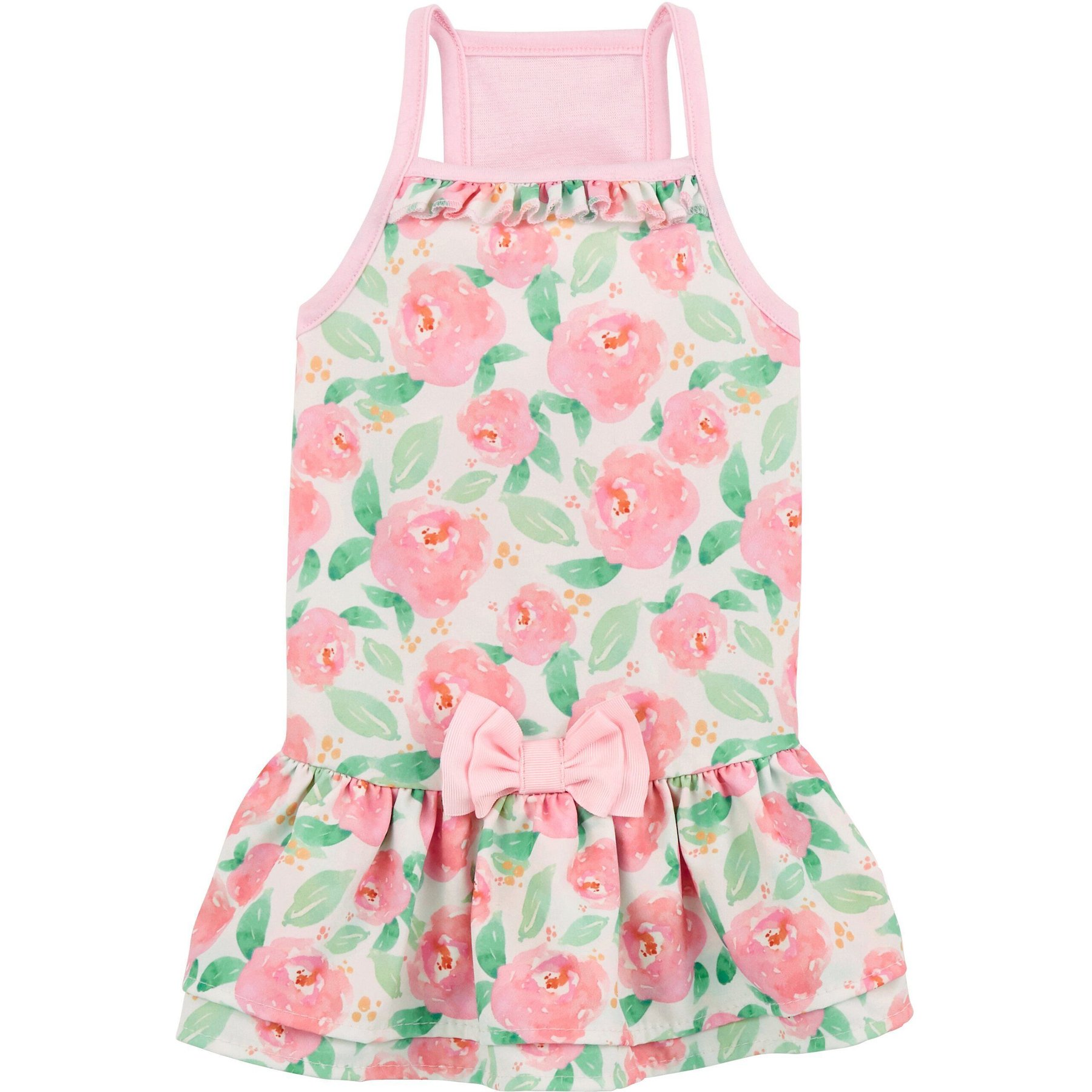 Frisco Pink Floral Dog & Cat Spaghetti Strap Dress, Pink Floral, Large