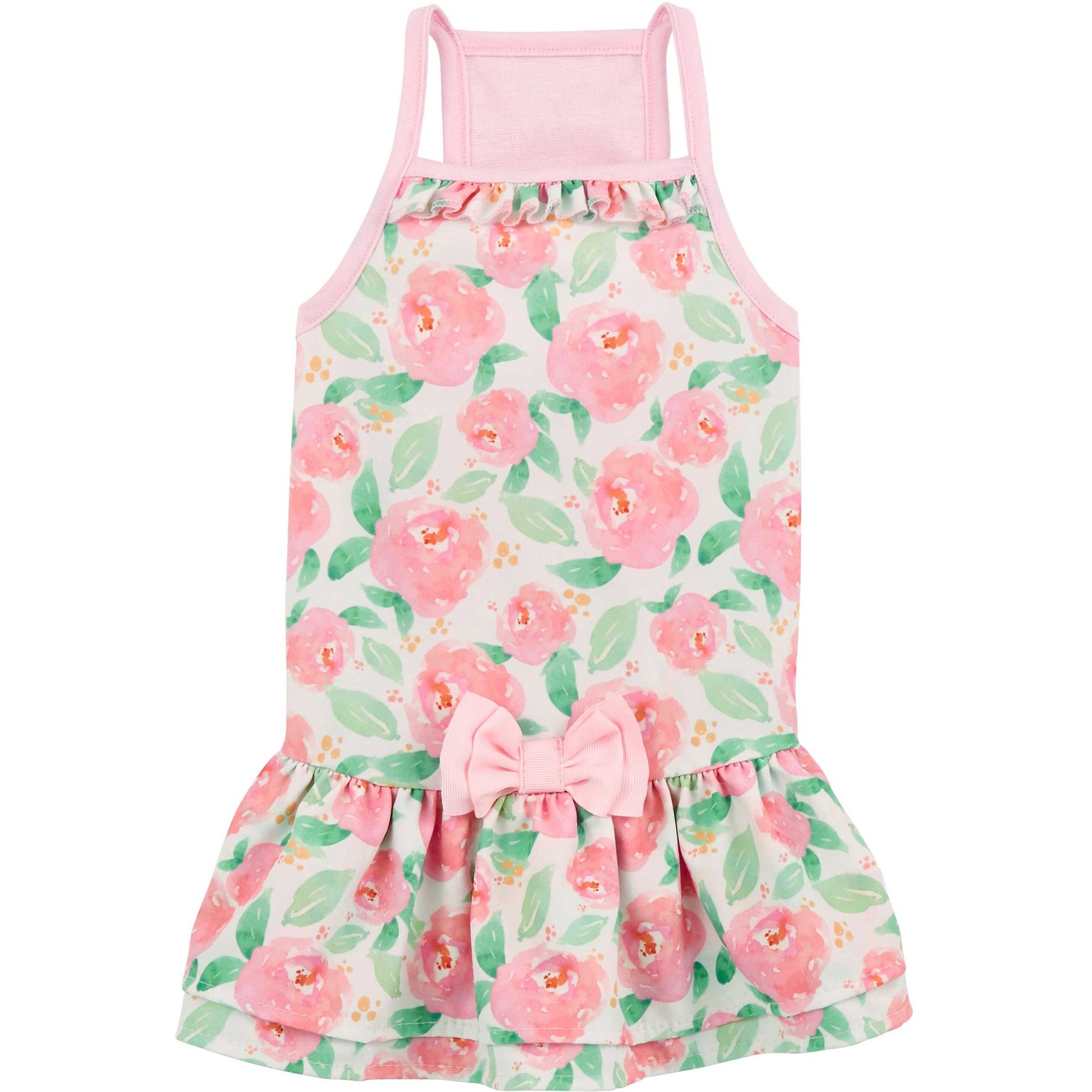 Frisco Pink Floral Dog & Cat Spaghetti Strap Dress, Pink Floral, Small