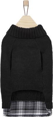 Show full view: Frisco Plaid Cable Knit Dog & Cat Sweater, Black, Medium slide 4 of 8