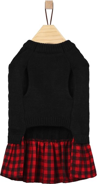 Show full view: Frisco Plaid Cable Knit Dog & Cat Sweater Dress, Red Plaid, Small slide 5 of 9