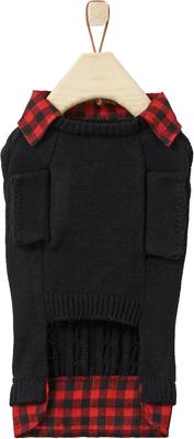 Show full view: Frisco Plaid Cable Knit Dog & Cat Sweater, Red Plaid, Medium slide 4 of 6