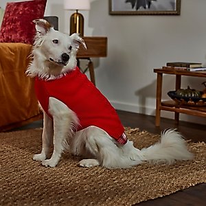 Frisco Plaid Cable Knit Dog & Cat Sweater, Red, Small