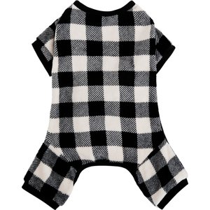 Frisco Plaid Dog & Cat Fleece Pajamas, Black, XX-Large