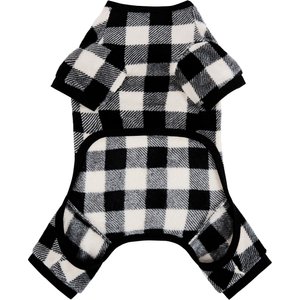 Frisco Plaid Dog & Cat Fleece Pajamas, Black, XX-Large