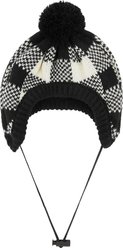 Frisco Plaid Dog & Cat Knitted Hat, White Buffalo Plaid, Medium/Large