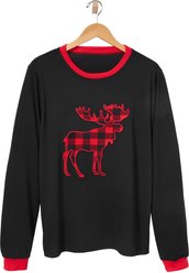 Frisco Plaid Moose Unisex Adult Pajama Jersey Top, Large