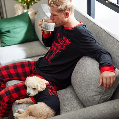 Show full view: Frisco Plaid Moose Unisex Adult Pajama Jersey Top, Medium slide 4 of 6