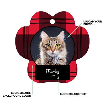 Show full view: Frisco Christmas Plaid Paw Shape Metal Personalized Dog & Cat Holiday Ornament slide 2 of 6