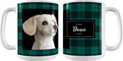 Frisco Plaid White Personalized Coffee Mug, 15-oz