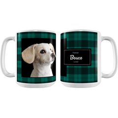 Frisco Plaid White Personalized Coffee Mug, 15-oz
