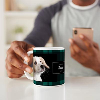 Show full view: Frisco Plaid White Personalized Coffee Mug, 15-oz slide 4 of 6