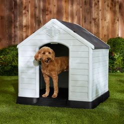 Frisco Plastic Outdoor Dog House with Elevated Platform, Large