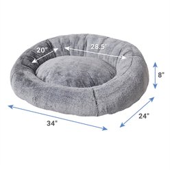 Frisco Plush High Low Bolster Cuddler Cat & Dog Bed, Gray, Large slide 2 of 6