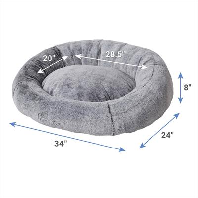 Show full view: Frisco Plush High Low Bolster Cuddler Cat & Dog Bed, Gray, Large slide 2 of 9