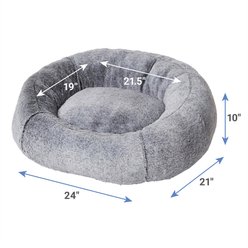 Frisco Plush High Low Bolster Cuddler Cat & Dog Bed, Gray, Medium slide 2 of 6