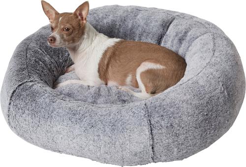 Show full view: Frisco Plush High Low Bolster Cuddler Cat & Dog Bed, Gray, Medium slide 3 of 9
