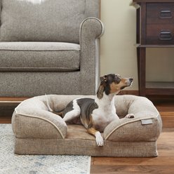 Frisco Plush Orthopedic Front Bolster Cat & Dog Bed w/Removable Cover, Beige, Small