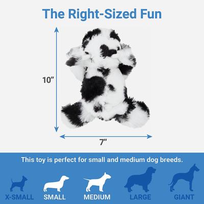 Show full view: Frisco Plush Squeaking Cow Toy, Medium + Playology All Natural Dual Layer Ring Dog Toy, Medium, Chicken Scented slide 3 of 9