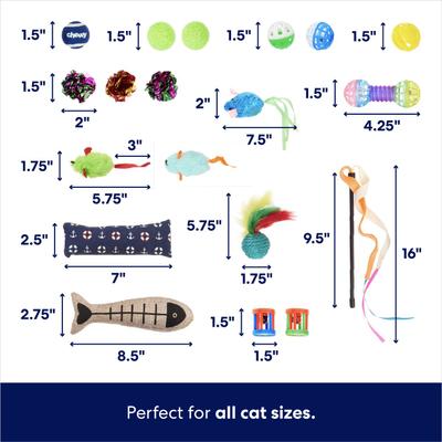 Show full view: Frisco Plush, Teaser, Ball & Tri-Tunnel Variety Pack Cat Toy with Catnip, 20 count, Multi-Color slide 3 of 6