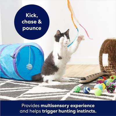 Show full view: Frisco Plush, Teaser, Ball & Tri-Tunnel Variety Pack Cat Toy with Catnip, 20 count, Multi-Color slide 4 of 6