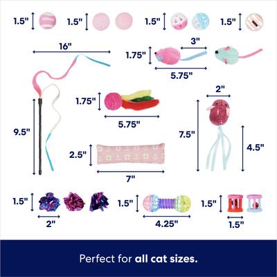 Show full view: Frisco Plush, Teaser, Ball & Tri-Tunnel Variety Pack Cat Toy with Catnip, 20 count, Pink slide 3 of 6