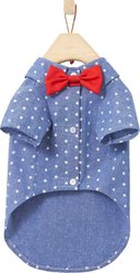 Frisco Polka Dot Chambray Dog & Cat Button Up Shirt, Medium