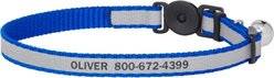Frisco Polyester Personalized Reflective Cat Collar with Bell, Blue, 8 to 12-in neck, 3/8-in wide