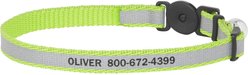 Frisco Polyester Personalized Reflective Cat Collar with Bell, Lime Green, 8 to 12-in neck, 3/8-in wide