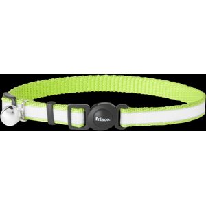Frisco Polyester Personalized Reflective Cat Collar with Bell, Lime Green, 8 to 12-in neck, 3/8-in wide