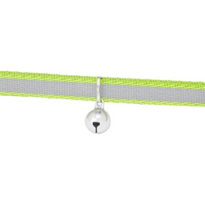 Frisco Polyester Personalized Reflective Cat Collar with Bell, Lime Green, 8 to 12-in neck, 3/8-in wide