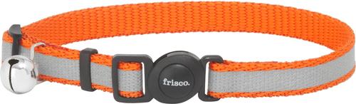 Show full view: Frisco Polyester Personalized Reflective Cat Collar with Bell, Orange, 8 to 12-in neck, 3/8-in wide slide 3 of 8
