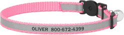 Frisco Polyester Personalized Reflective Cat Collar with Bell, Pink, 8 to 12-in neck, 3/8-in wide