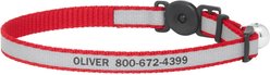 Frisco Polyester Personalized Reflective Cat Collar with Bell, Red, 8 to 12-in neck, 3/8-in wide
