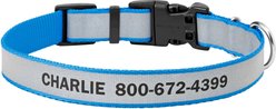 Frisco Polyester Personalized Reflective Dog Collar, Blue, Medium - Neck: 14 - 20-in, Width: 3/4-in