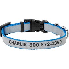 Frisco Polyester Personalized Reflective Dog Collar, Blue, XS - Neck: 8 -12-in, Width: 5/8-in