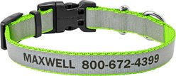 Frisco Polyester Personalized Reflective Dog Collar, Lime, XS - Neck: 8 -12-in, Width: 5/8-in