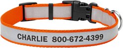 Frisco Polyester Personalized Reflective Dog Collar, Orange, Medium - Neck: 14 - 20-in, Width: 3/4-in