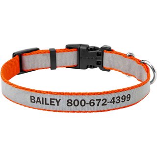 Frisco Polyester Personalized Reflective Dog Collar, Orange, S - Neck: 10-14-in, Width: 5/8-in slide 1 of 6