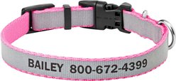 Frisco Polyester Personalized Reflective Dog Collar, Pink, S - Neck: 10-14-in, Width: 5/8-in