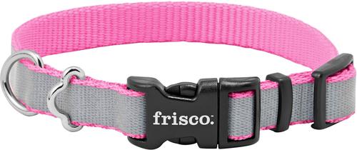 Show full view: Frisco Polyester Personalized Reflective Dog Collar, Pink, S - Neck: 10-14-in, Width: 5/8-in slide 4 of 7