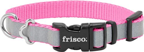 Show full view: Frisco Polyester Personalized Reflective Dog Collar, Pink, XS - Neck: 8 -12-in, Width: 5/8-in slide 4 of 7
