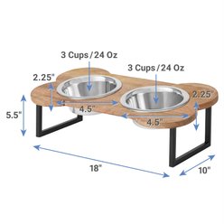 Frisco Premium Bone Shape Wood Elevated Double Diner Dog & Cat Bowl, Medium: 3 cup slide 2 of 6