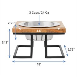 Frisco Premium Modern Wood Elevated Single Dog & Cat Bowl, Medium: 3 cup slide 2 of 6